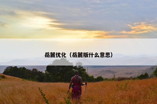 岳麓优化（岳麓版什么意思）