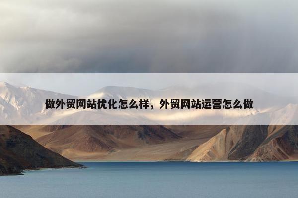 做外贸网站优化怎么样，外贸网站运营怎么做