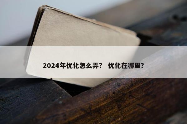 2024年优化怎么弄？ 优化在哪里？
