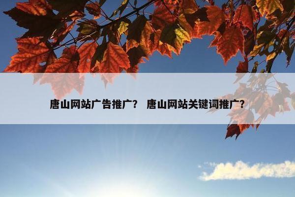 唐山网站广告推广？ 唐山网站关键词推广？