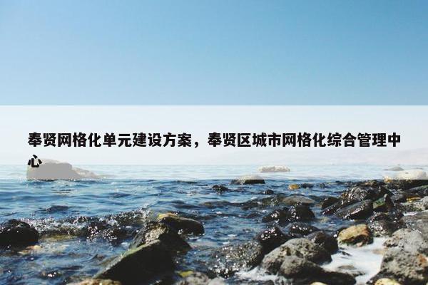 奉贤网格化单元建设方案，奉贤区城市网格化综合管理中心
