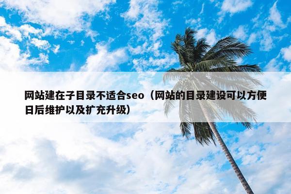 网站建在子目录不适合seo（网站的目录建设可以方便日后维护以及扩充升级）