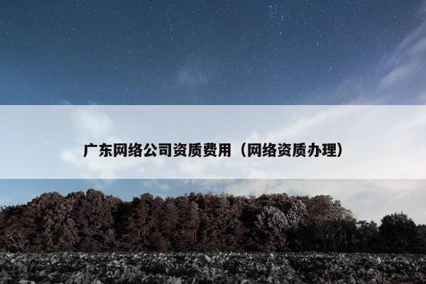 广东网络公司资质费用（网络资质办理）