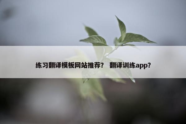 练习翻译模板网站推荐？ 翻译训练app？