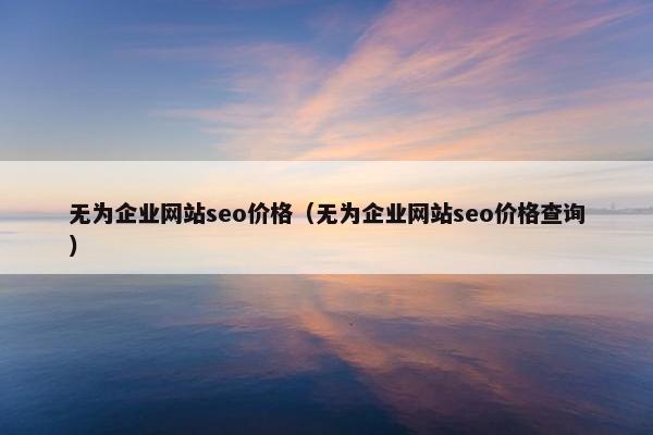 无为企业网站seo价格（无为企业网站seo价格查询）