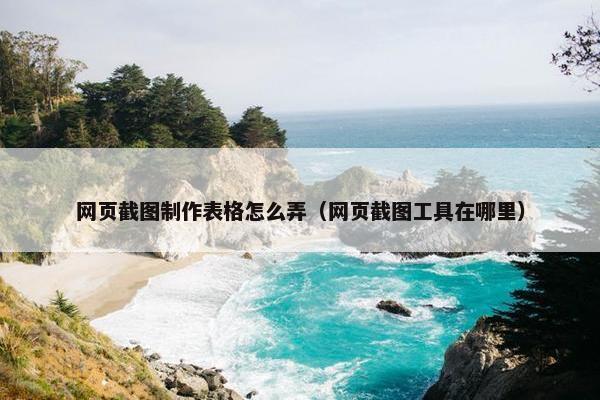 网页截图制作表格怎么弄（网页截图工具在哪里）