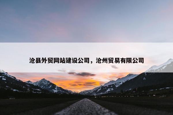 沧县外贸网站建设公司，沧州贸易有限公司