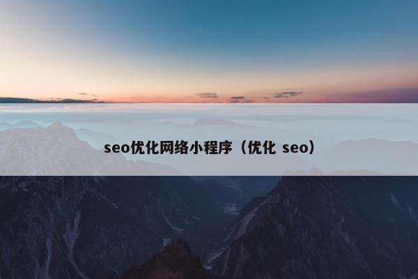 seo优化网络小程序（优化 seo）