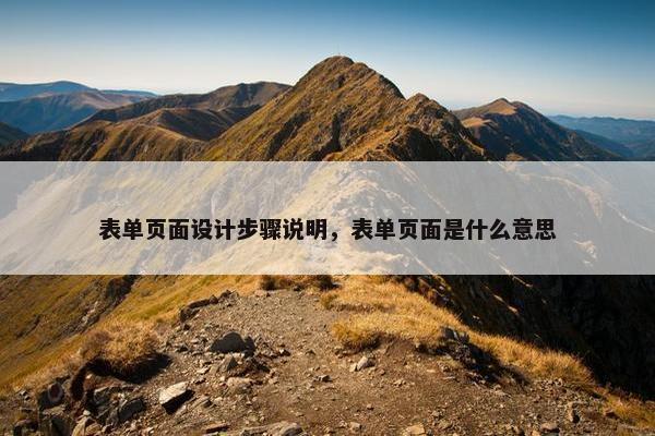 表单页面设计步骤说明，表单页面是什么意思