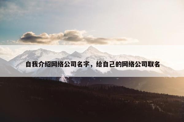自我介绍网络公司名字，给自己的网络公司取名