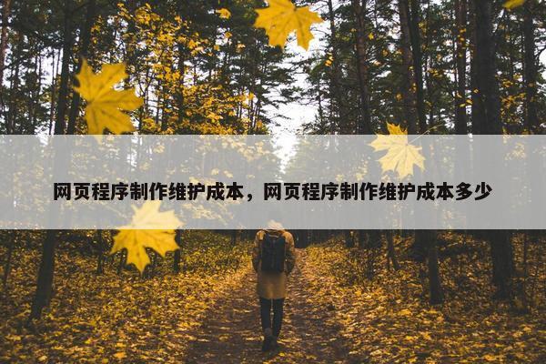网页程序制作维护成本，网页程序制作维护成本多少