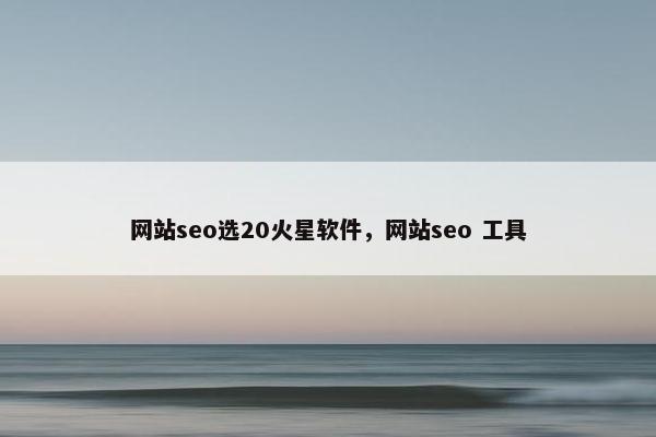 网站seo选20火星软件，网站seo 工具