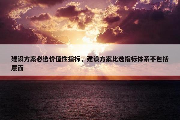 建设方案必选价值性指标，建设方案比选指标体系不包括层面