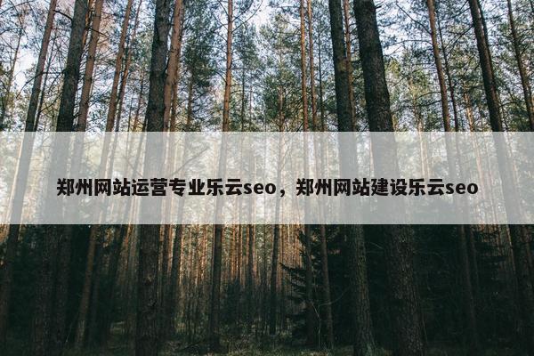 郑州网站运营专业乐云seo，郑州网站建设乐云seo