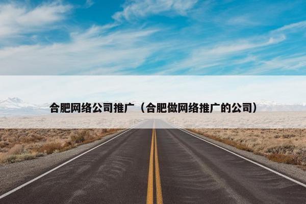 合肥网络公司推广（合肥做网络推广的公司）