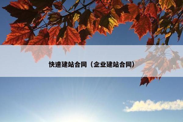 快速建站合同（企业建站合同）