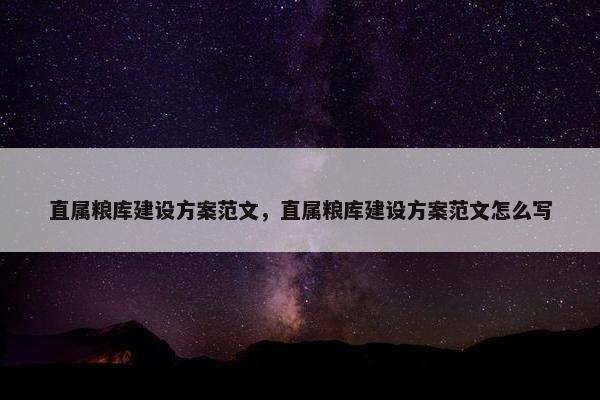 直属粮库建设方案范文，直属粮库建设方案范文怎么写