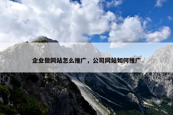 企业做网站怎么推广，公司网站如何推广