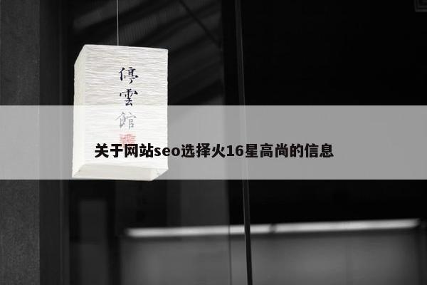 关于网站seo选择火16星高尚的信息