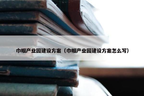 巾帼产业园建设方案（巾帼产业园建设方案怎么写）