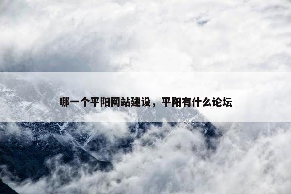 哪一个平阳网站建设，平阳有什么论坛