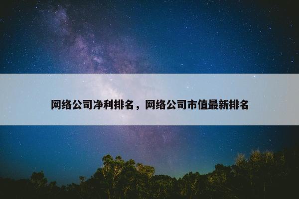 网络公司净利排名，网络公司市值最新排名