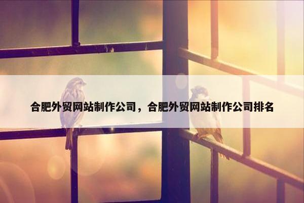 合肥外贸网站制作公司，合肥外贸网站制作公司排名