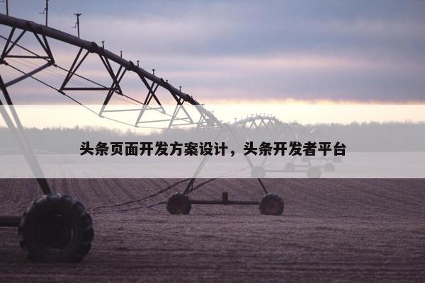 头条页面开发方案设计，头条开发者平台