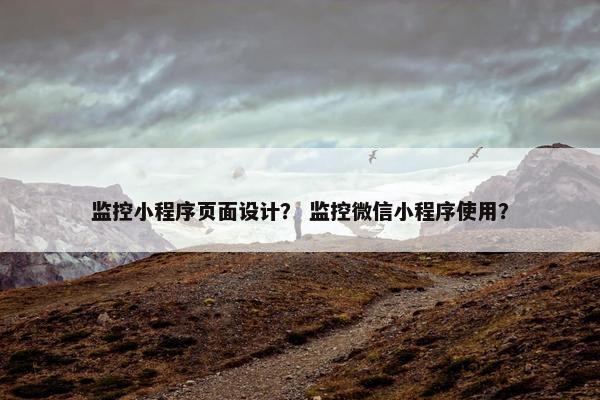 监控小程序页面设计？ 监控微信小程序使用？