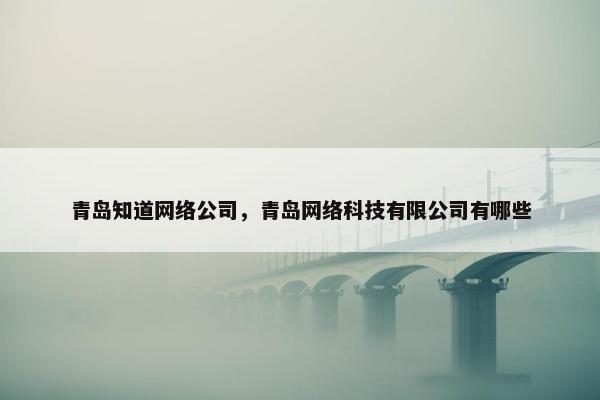 青岛知道网络公司，青岛网络科技有限公司有哪些