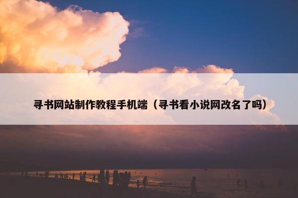 寻书网站制作教程手机端（寻书看小说网改名了吗）