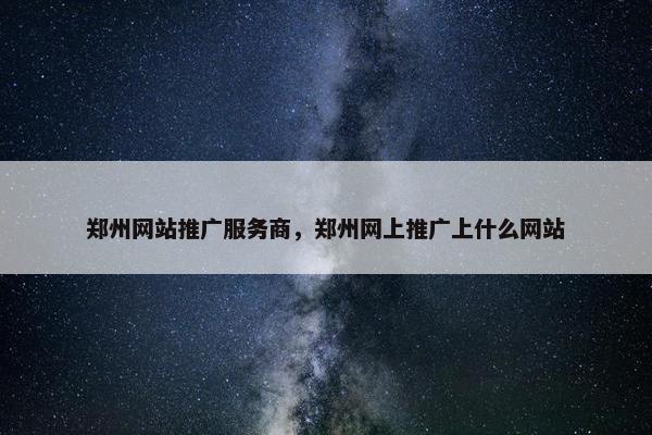 郑州网站推广服务商，郑州网上推广上什么网站