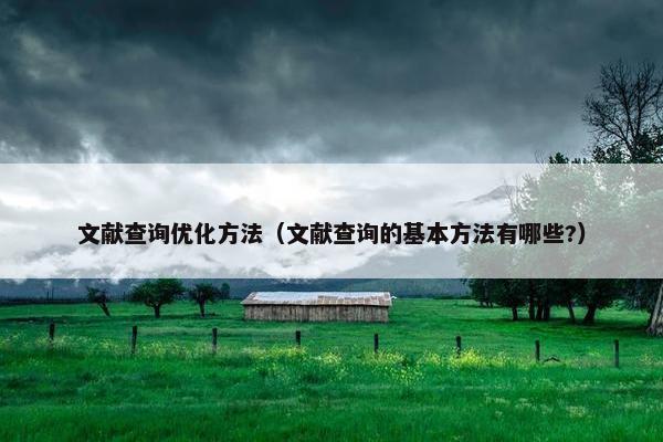 文献查询优化方法（文献查询的基本方法有哪些?）