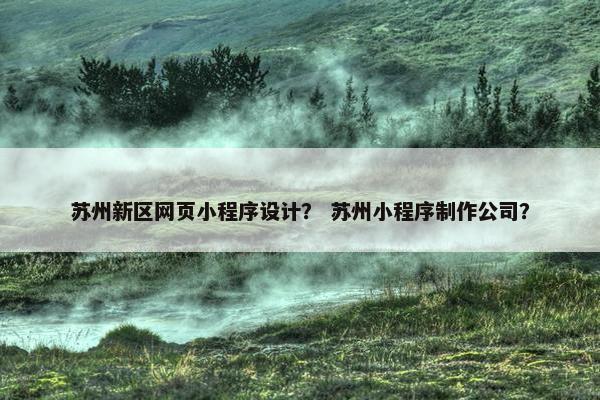 苏州新区网页小程序设计？ 苏州小程序制作公司？