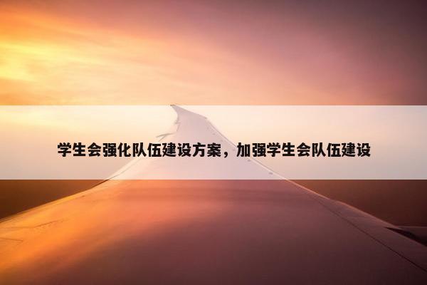 学生会强化队伍建设方案，加强学生会队伍建设