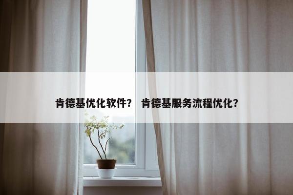 肯德基优化软件？ 肯德基服务流程优化？