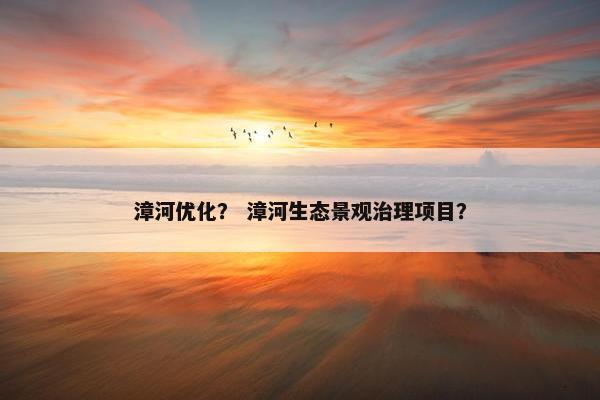 漳河优化？ 漳河生态景观治理项目？