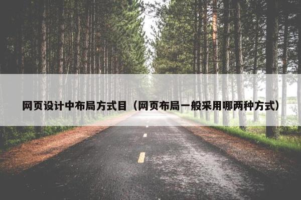 网页设计中布局方式目（网页布局一般采用哪两种方式）