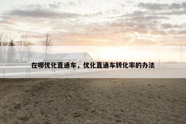 在哪优化直通车，优化直通车转化率的办法