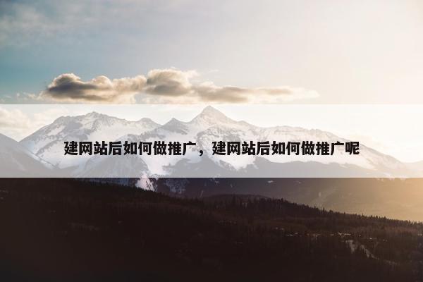 建网站后如何做推广，建网站后如何做推广呢
