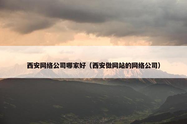 西安网络公司哪家好（西安做网站的网络公司）