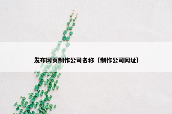 发布网页制作公司名称（制作公司网址）