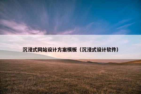 沉浸式网站设计方案模板（沉浸式设计软件）