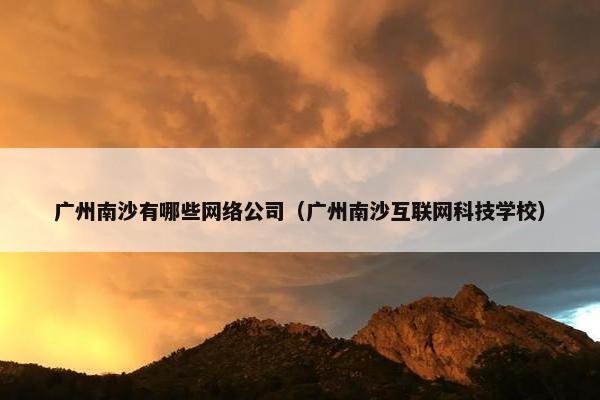 广州南沙有哪些网络公司（广州南沙互联网科技学校）