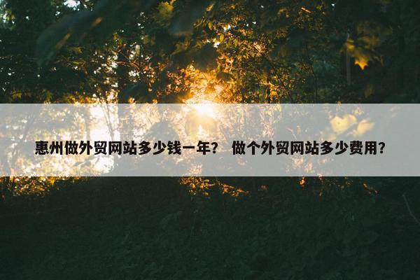 惠州做外贸网站多少钱一年？ 做个外贸网站多少费用？