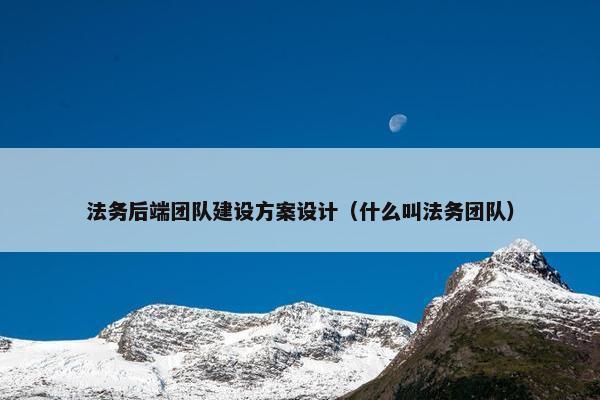 法务后端团队建设方案设计（什么叫法务团队）