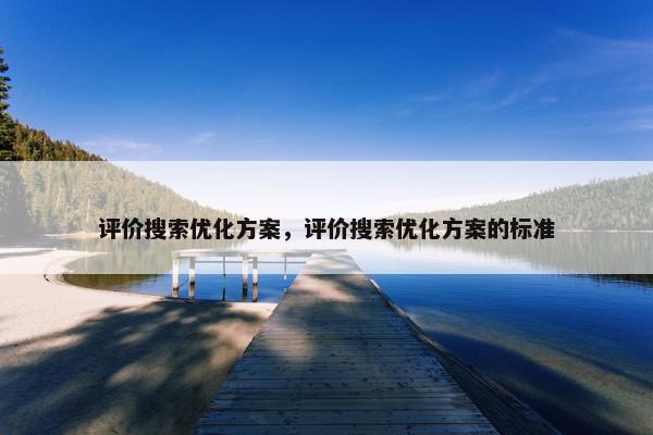 评价搜索优化方案，评价搜索优化方案的标准