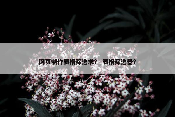 网页制作表格筛选求？ 表格筛选器？