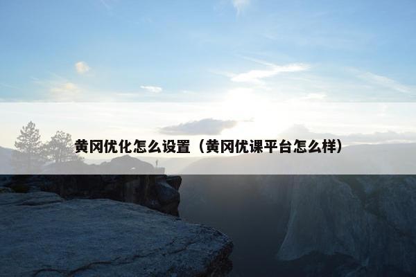 黄冈优化怎么设置（黄冈优课平台怎么样）
