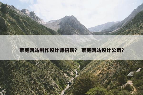 莱芜网站制作设计师招聘？ 莱芜网站设计公司？
